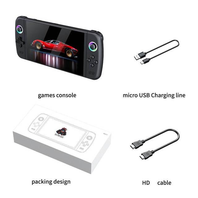M27 Handheld Game Console 7.0" IPS Screen Resolution RGB Light Joystick Portable Pocket Retro 20000 Games RK3566 Quad-core