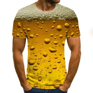 Camicia da uomo stampata digitale 3D con bolle di birra di nuovo design all'ingrosso