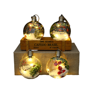 8cm Creative Transparent <b>Led</b> PET Luminous Handmade High Quality Christmas <b>Ball</b> Simulation Plant Decoration Festival Party - Product Image 1