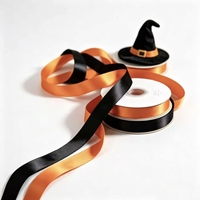 Ruban en satin simple face de 4 cm aux couleurs d'Halloween pour la décoration de fêtes à domicile (vente en gros)