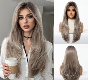 Perruque <span class=keywords><strong>Femme</strong></span> Haut de Gamme Style Européen – Bonnet Petit Format, <span class=keywords><strong>Cheveux</strong></span> Synthétiques <span class=keywords><strong>Gris</strong></span> <span class=keywords><strong>Dégradé</strong></span>, Couverture Complète, Ligne de <span class=keywords><strong>Cheveux</strong></span> Naturelle, Châtain Clair, En Stock - Product Image 2