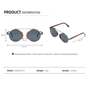 <b>Round</b> Retro Millionaire <b>Sunglasses</b> Black Walnut Rock Hip Hop Style for Men and Women - Product Image 5