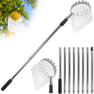 Nouveau cueilleur de fruits télescopique à long manche en acier inoxydable pour pommes, poires, mangues, avocats - Product Image 1