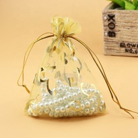Petit sac en Organza violet estampage à chaud sacs en fil de cœur pochette à cravate bijoux pochettes d'emballage pour cadeau