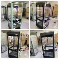 Joyplay Machine à griffes entièrement transparente noire pour centre de jeux d'arcade, avec lumières LED colorées, pour jouets en peluche