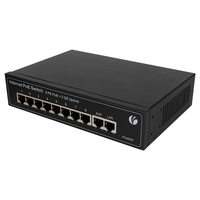 Conmutadores PoE VCOM de 8 Puertos, 2 GE Uplink, 1000M Gigabit, 10Gbps, Conmutador de Red No Administrado para Controlar Cámaras CCTV