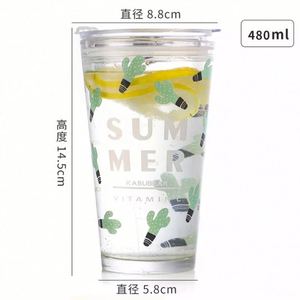 Tazas de Vidrio Personalizadas con Logotipo de 350 ml y 400 ml con Escala y Tapa de Silicona con Pajita de Fácil Apertura para Bebidas Energéticas - Product Image 2