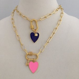 Collar <span class=keywords><strong>de</strong></span> <span class=keywords><strong>cadena</strong></span> con mosquetón <span class=keywords><strong>de</strong></span> cuerda dorada, abalorio <span class=keywords><strong>de</strong></span> corazón esmaltado, <span class=keywords><strong>candado</strong></span> <span class=keywords><strong>de</strong></span> CZ, <span class=keywords><strong>cadena</strong></span> <span class=keywords><strong>de</strong></span> eslabones <span class=keywords><strong>de</strong></span> clip <span class=keywords><strong>de</strong></span> papel, NM35948 - Product Image 2