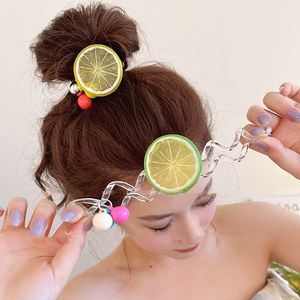 Accessori moda coreani per ragazze fetta di limone ciondolo cavo per telefono a spirale cravatta per capelli in plastica dolce fascia per capelli con coda di cavallo - Product Image 4