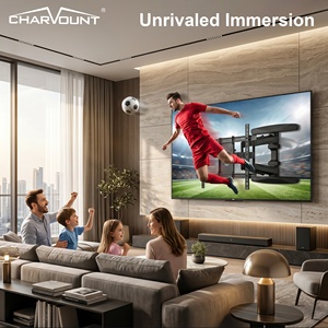 Support <span class=keywords><strong>mural</strong></span> articulé pour téléviseur à mouvement complet, en acier laminé à froid, robuste, pour écran LCD de 40 à 85 pouces, charge de 60 kg, VESA 600x400 mm, <span class=keywords><strong>câble</strong></span> - Product Image 2