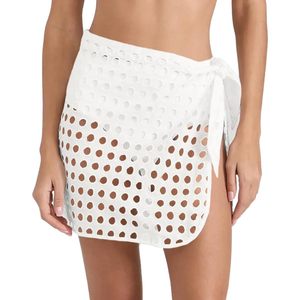 Jupe de plage pour femme, cache-maillot, taille nouée, ajourée, courte, mini-paréo, paréo enveloppant, cache-maillot de bain, cache-bikini - Product Image 1