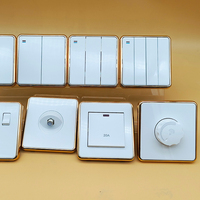 Plafonnier KLASS 1 Gang Dimmer Blanc Or 13A Prise Simple Double Commutée avec Lampe Interrupteur Mural Prise Électrique 220V