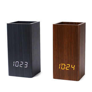 Relógio de Mesa Digital Eletrônico com Design Moderno e Simples, Material MDF, Formato Retangular, Suporte para Canetas e Função de Alarme - Product Image 4