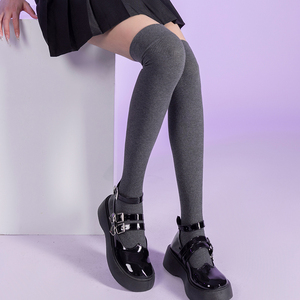 <span class=keywords><strong>Bas</strong></span> thermiques épais populaires pour femmes, chaussettes hautes en coton chaud à rayures pour jeunes filles, chaussettes <span class=keywords><strong>de</strong></span> compression opaques pour l'hiver - Product Image 1