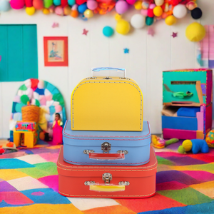 Wholesale Paperboard Suitcase Shape Gifts <b>Boxes</b> Baby <b>Cardboard</b> Kids Suitcase with Metal Handle - Product Image 1