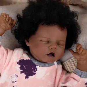 贝贝赛德17英寸重生娃娃女孩Twinnie现实非洲裔美国娃娃最可爱的重生娃娃