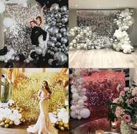 Panneaux de fond mural à paillettes argentées scintillantes personnalisables pour fêtes, anniversaires, mariages, Noël, Pâques