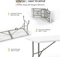 Table pliante moderne de 6 pieds en plastique HDPE, mobilier d'extérieur portable, table de pique-nique pliable pour les événements au parc et au jardin