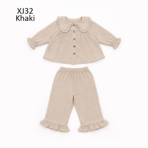 Set <span class=keywords><strong>di</strong></span> Abbigliamento per Ragazze in Cotone Organico 100%, <span class=keywords><strong>Camicia</strong></span> Oversize in <span class=keywords><strong>Mussola</strong></span> e Pantaloni a Gamba Larga, Outfit Casual - Product Image 4