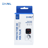 Protector de Voltaje Ajustable Monofásico con Pantalla Digital y Enchufe Francés de 230v 16a para Aire Acondicionado