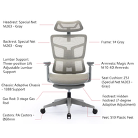 Support lombaire réglable, pivotant à 360 °, chaise de bureau haut de gamme en maille pour les bureaux exécutifs