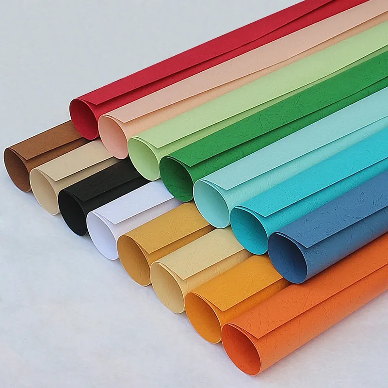 Thick colour bristol paper embossed leather grain cover cardboard paper