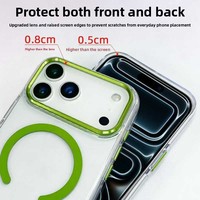 Coque magnétique puissante OEM 2800 Gauss pour iPhone 17 Pro 18 Pro Max, ajustement précis 1:1, coque transparente en PC avec protection d'objectif de 0,8 mm