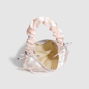Glossy Bowknot Ruched <b>Handbag</b> Top <b>Handle</b> PU Leather Shoulder Bag - Product Image 3