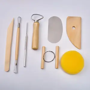 Xin Bowen Pottery Tools Clay 8 Pcs Set Clay Wax Pottery Tool Kit Ceramics Wax Carving Sculpting Modeling