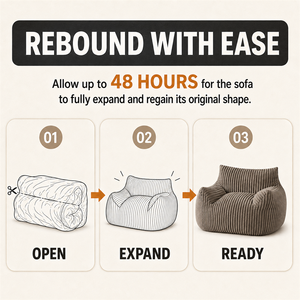 Goedkope Beanbag Sofa, vloersofa, compressieverpakking, geribbelde corduroy, moderne gebogen vorm voor thuis lezen en ontspannen - Product Image 6
