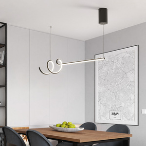 Modern Minimalist LED Pendant <b>Light</b> for Restaurant Bar Counter <b>Dining</b> Table Office-Creative Lines Designer Chandelier - Product Image 6