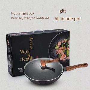 Estufa de cocina de gas de Venta caliente de fábrica <span class=keywords><strong>Wok</strong></span> de acero al carbono antiadherente azul a la parrilla con el <span class=keywords><strong>precio</strong></span> competitivo - Product Image 3