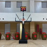 Support de basket-ball portable pour intérieur et extérieur certifié FIBA avec système de levage électrique Boîte plate à rebord réglable