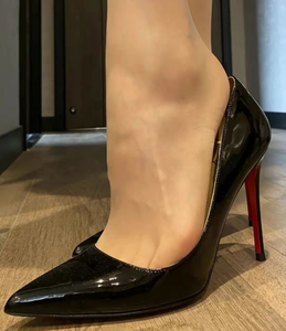 Scarpe di Design Kate 120, Scarpe Classiche a Punta Nere, Eleganti Scarpe da Donna con Suola Rossa, Tacchi Alti con Plateau - Product Image 6