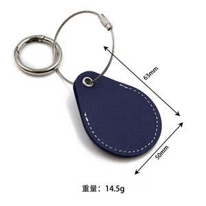 <b>Personalized</b> access card leather case <b>keychain</b> pendant, simple oval access card protective cover, creative Airtags leather case - Product Image 5