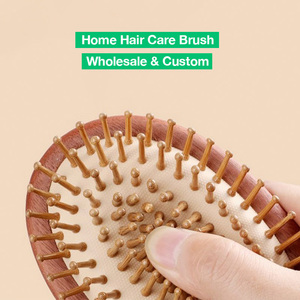 Brosse à cheveux en bambou écologique, avec logo gravé au laser OEM, coussin d'air, démêlante, pour salon et usage domestique - Product Image 5