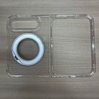 Funda Rígida Transparente de PC para iPhone 18 Fold con Soporte Magnético de Vidrio, Anillo Metálico y Soporte Plegable