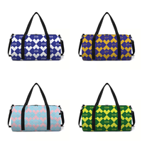 Sac de sport de haute qualité avec imprimé argyle et lettres grecques de sororité, grande capacité, sac de gym portable, sac de voyage, cadeau