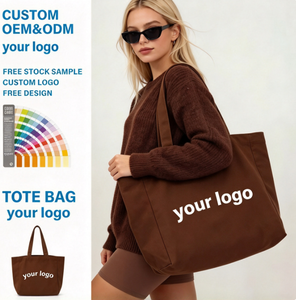 Custom Logo Color Oversized Cotton Canvas <b>Tote</b> Bags Reusable Durable Weekender Giant Large Grocery Shopping Sporty Bag for Yoga - Product Image 1