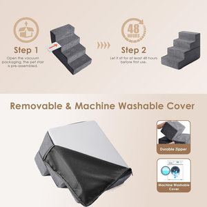 Chengjun 61*38*46cm 4-traps grote op maat gemaakte opvouwbare trap met ritssluiting, handvat, traagschuim en wasbare hoes voor huisdieren - Product Image 5