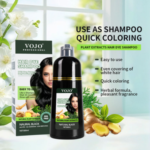 VOJO Shampoo Colorante Permanente Biologico alle Erbe 500ml Tonalità Nero/Marrone Senza Ammoniaca Senza PPD OEM Etichetta Privata - Product Image 3