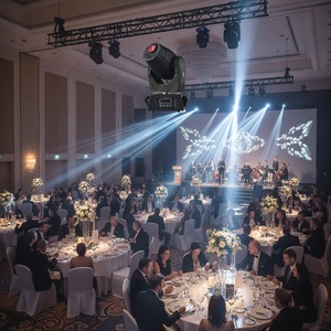 ไฟฉายโปรเจคเตอร์ LED Gobo 240W แบบเคลื่อนย้ายได้ สำหรับงานโรงแรม งานเลี้ยง และงานอีเว้นท์ พร้อมโกโบ 9 แบบคงที่ 7 แบบหมุนได้ และปริซึม 3 หน้า - Product Image 2