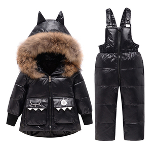Parka Infantil con Capucha de Piel Auténtica, Overol para Bebés, Ropa de Invierno para Niñas, Abrigo de Dinosaurio para Niños, Traje de Nieve, Chaqueta de Plumón - Product Image 1