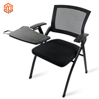 Chaise de formation scolaire avec tablette d'écriture, dossier en maille, pliable, chaise d'étudiant robuste, cadre métallique, chaise de conférence pour salle de classe