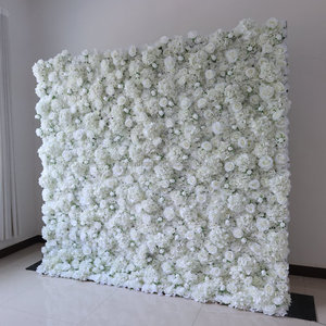 แผงติดผนังผ้าไหมลายดอกกุหลาบประดิษฐ์สีขาว4ft * 8FT ดอกไม้ประดิษฐ์ผนังสำหรับตกแต่งงานกิจกรรม - Product Image 2
