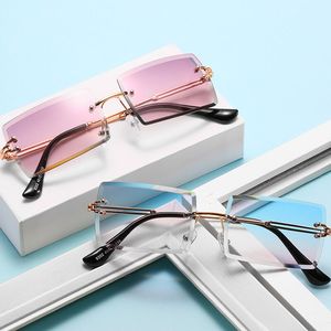 Sunglasses Wholesale Oversized square Trimming Metal <strong>Frame</strong> Rimless Eyewear <strong>Funky</strong> Style Groovy Sunglasses - Product Image 4