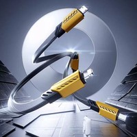 Kabel Data Pengisian Daya Super Cepat Tiga-dalam-Satu 240W Bahan TPE Terlindung Anyaman untuk Android