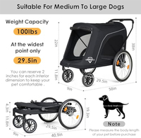 Poussette pliable pour animaux de compagnie à 4 roues, poussette pour chien et remorque pour animaux de compagnie pour grands chiens, facilement transportable par vélo et voiture