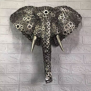 <span class=keywords><strong>Scultura</strong></span> <span class=keywords><strong>da</strong></span> Parete Moderna in Stile Retrò a Forma di Testa di Elefante, in Ferro Intagliato e Inciso, per Decorazione Domestica - Product Image 5