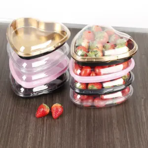 Best Price Hot Selling Plastic Tray With Lid Heart Shaped Box Fog Proof For Strawberry Chocolates Gifts Display